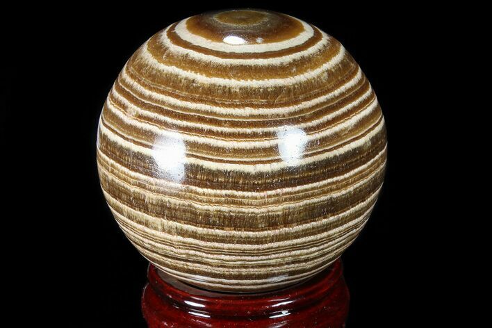Polished, Banded Aragonite Sphere - Morocco #82286